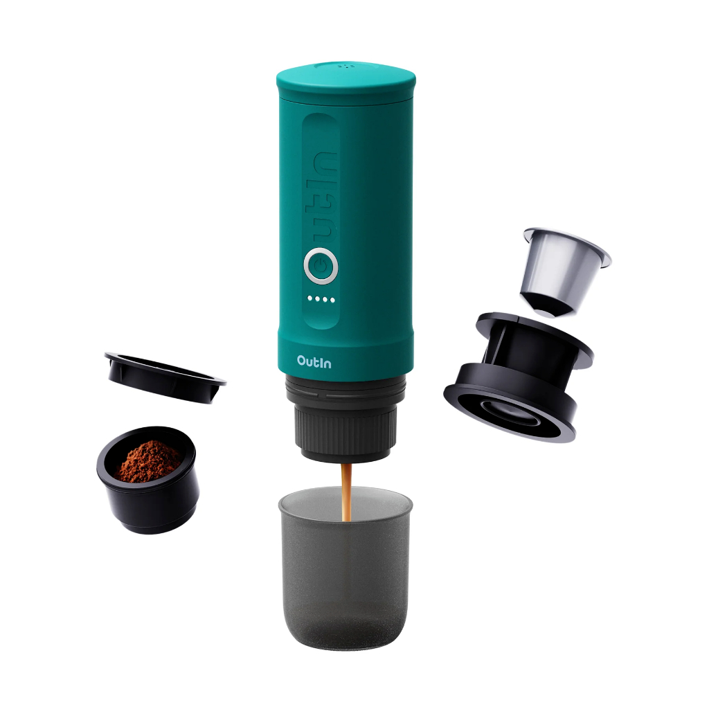 OUTIN Nano Portable Espresso เครื่องทำกาแฟ แบบพกพา รับประกัน 1 ปี กันน้ำระดับ IP64 สายชาร์จ USB ทำ Nespresso