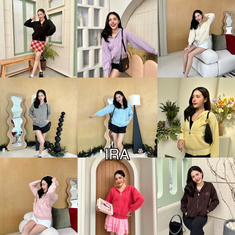 BY IRA Candy Cardigan เสื้อไหมพรมแขนยาวมีซิป ฮู้ดไม่ว่าจะใส่กันหนาว กันแดด กันลม ได้หมด เนื้อผ้าทอสวยมาก