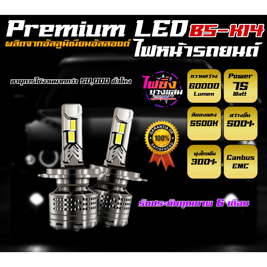 ไฟหน้ารถยนต์ LED Premium รุ่น BS-K14 5500K Canbus 60000Lumen