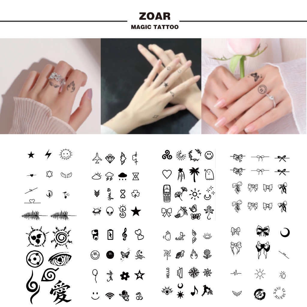 ZOAR พร้อมส่ง A011 Magic tattooสติ๊กเกอร์รอยสักสมุนไพร โบว์แหวนน่ารักๆ กันน้ำ กันรอย ยาวนาน กึ่งถาวร