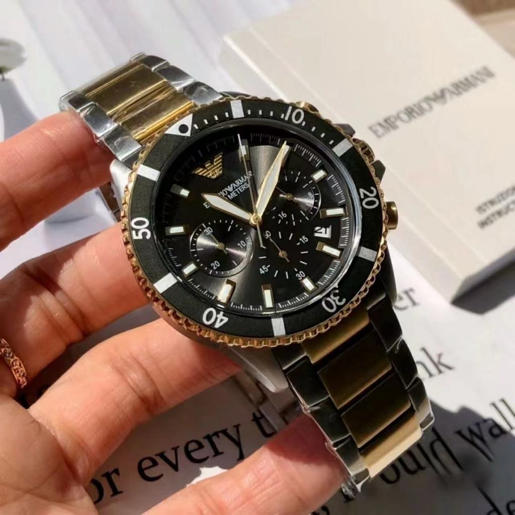 พร้อมสต็อกEmporio Armani ของแท้100% นาฬิกาข้อมือผู้ชาย รุ่น AR11361 Herren Chronograph Stainless Steel