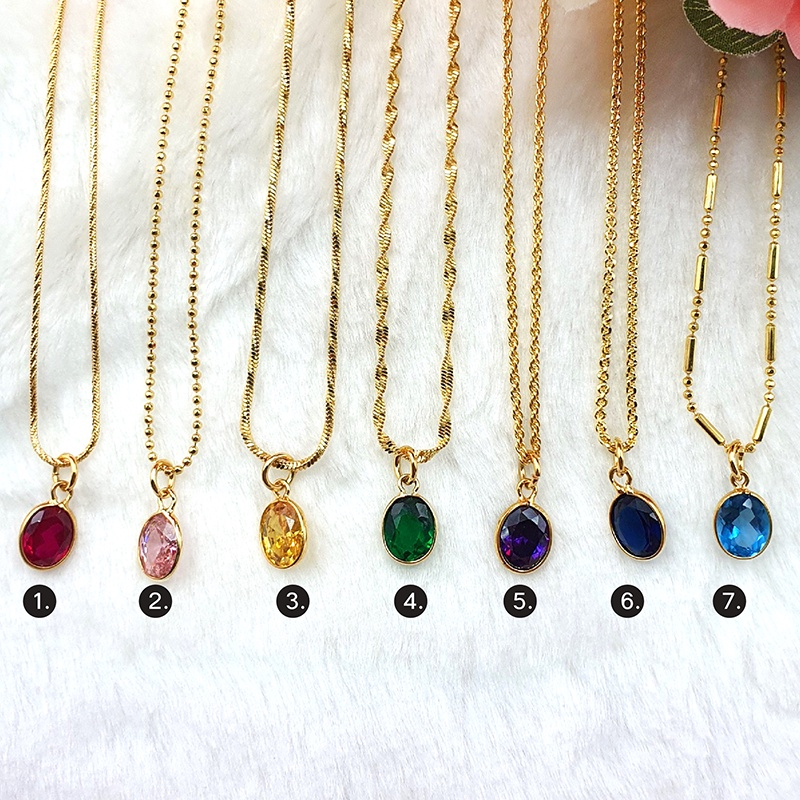 สร้อยคอทองพร้อมจี้พลอย ยาว 15 นิ้ว สร้อยทอง สร้อยพร้อมจี้ ใส่แทนของจริงได้ พลอย สร้อยทองไมครอน ทองชุบทองปลอม