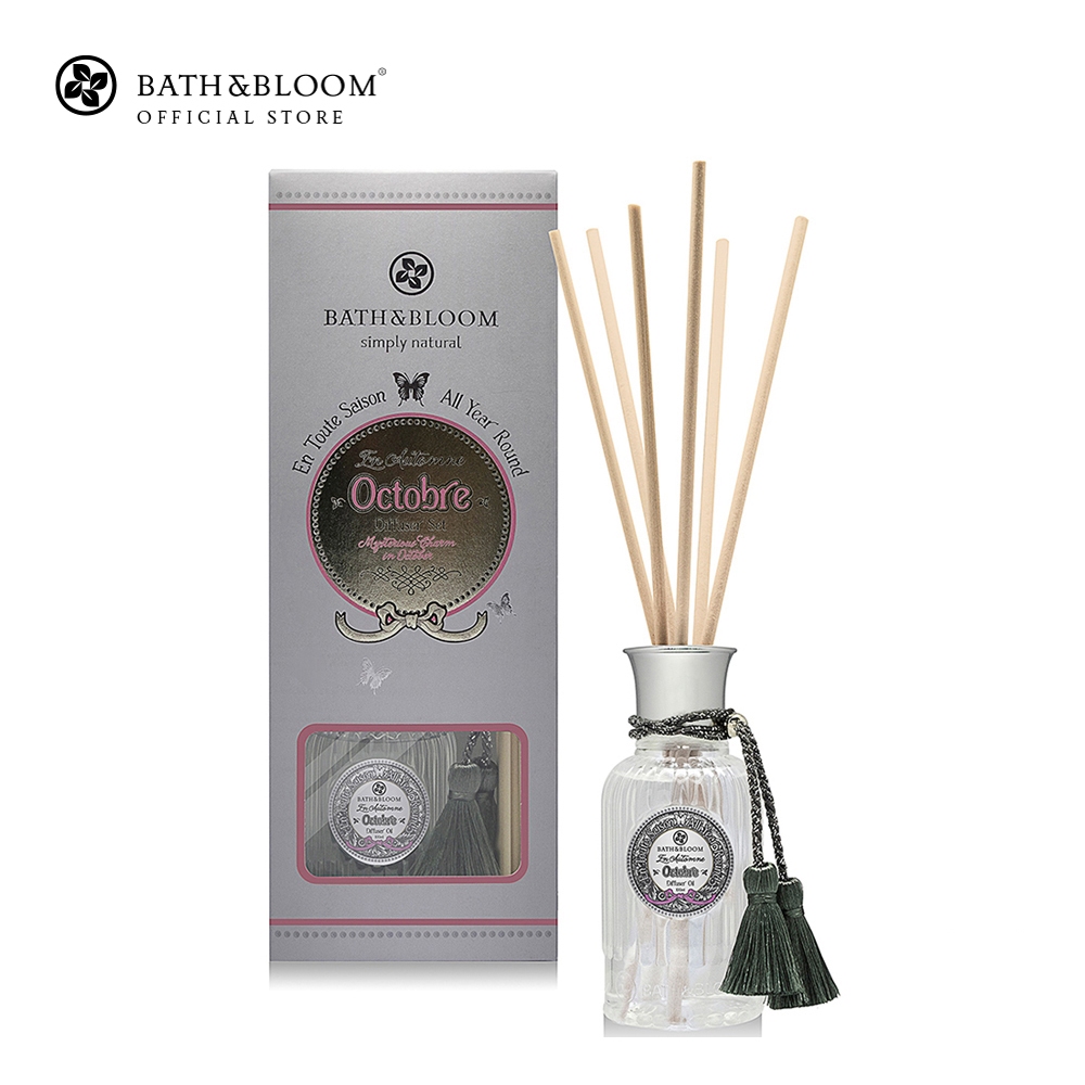 [BBLVDF-E10] BATH & BLOOM Diffuser Oil Set บาธ แอนด์ บลูม ชุดก้านไม้หอมปรับอากาศ กลิ่นดอกมะลิ กุหลาบ ลิลลี่ 100 มล.