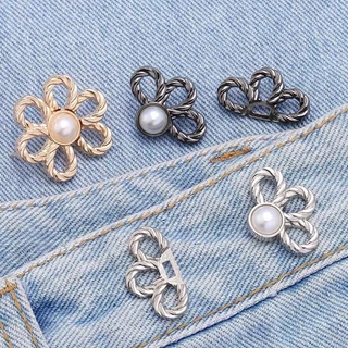 Fashion กระดุมปรับเอว ปรับกางเกงกระโปรง ลายไข่มุข กระชับเอว ไม่มีมุด เย็บด้วยมือเอง พร้อมส่งจากไทย Q-176