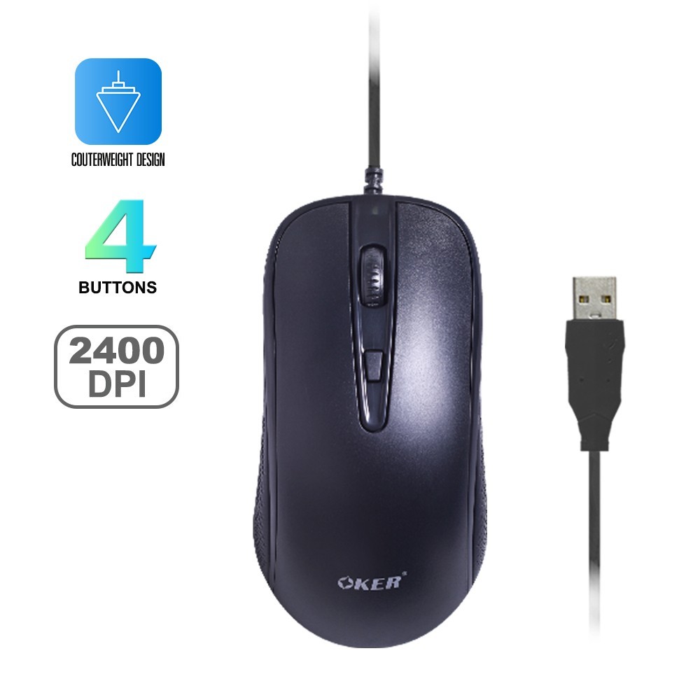 Oker เมาส์หัวเสียบ USB รุ่น M218 (ปรับความเร็วได้ 4 ระดับสูงสุด 2400dpi)