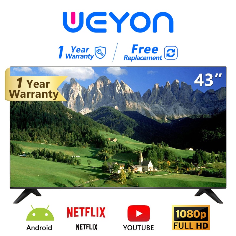 ทีวี Smart TV 32/40/43นิ้ว โทรทัศน์ ทีวีจอแบน สมาร์ททีวี ระบบ Android ทีวีดิจิตอล Full HD รับประกัน 1 ปี