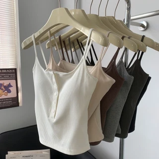 เสื้อสายเดี่ยวผ้าร่องผ้านิ่มใส่สบายมีฟองน้ำในตัว สามารถใส่เเมทได้กับทุกสไตส์ รุ่น B-102 สินค้าพร้อมส่งจากไทย