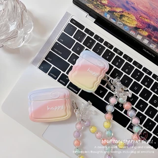 เคสหูฟังบลูทูธไร้สาย Tpu แบบนิ่ม ไล่โทนสี กันกระแทก พร้อมจี้ หลากสี สําหรับ Airpods 1 2 3 Pro2