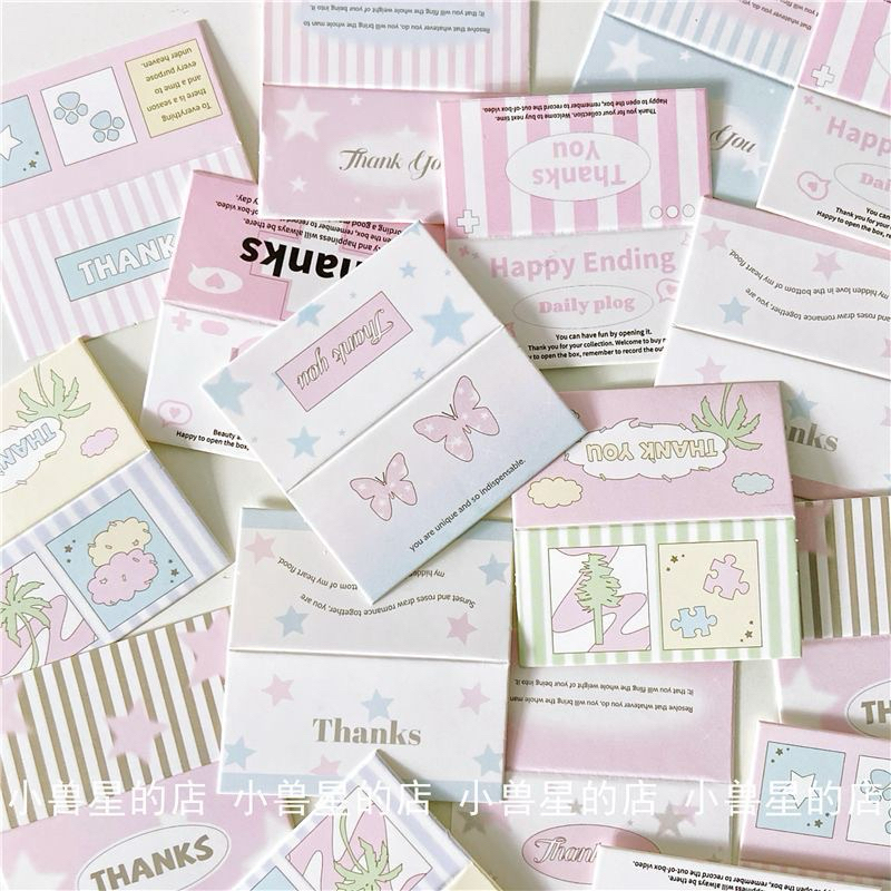 🥠🍰พร้อมส่ง!กระดาษหัวการ์ด โฟโต้การ์ด แบบพับได้ ขนาดเล็ก สไตล์เกาหลี สีพาสเทล แพค10ชิ้น คละลาย