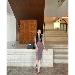 LITAS : YURIN DRESS เดรสคอปีน เเขนล้ำ เดรสทำงาน เดรสเรียบหรู