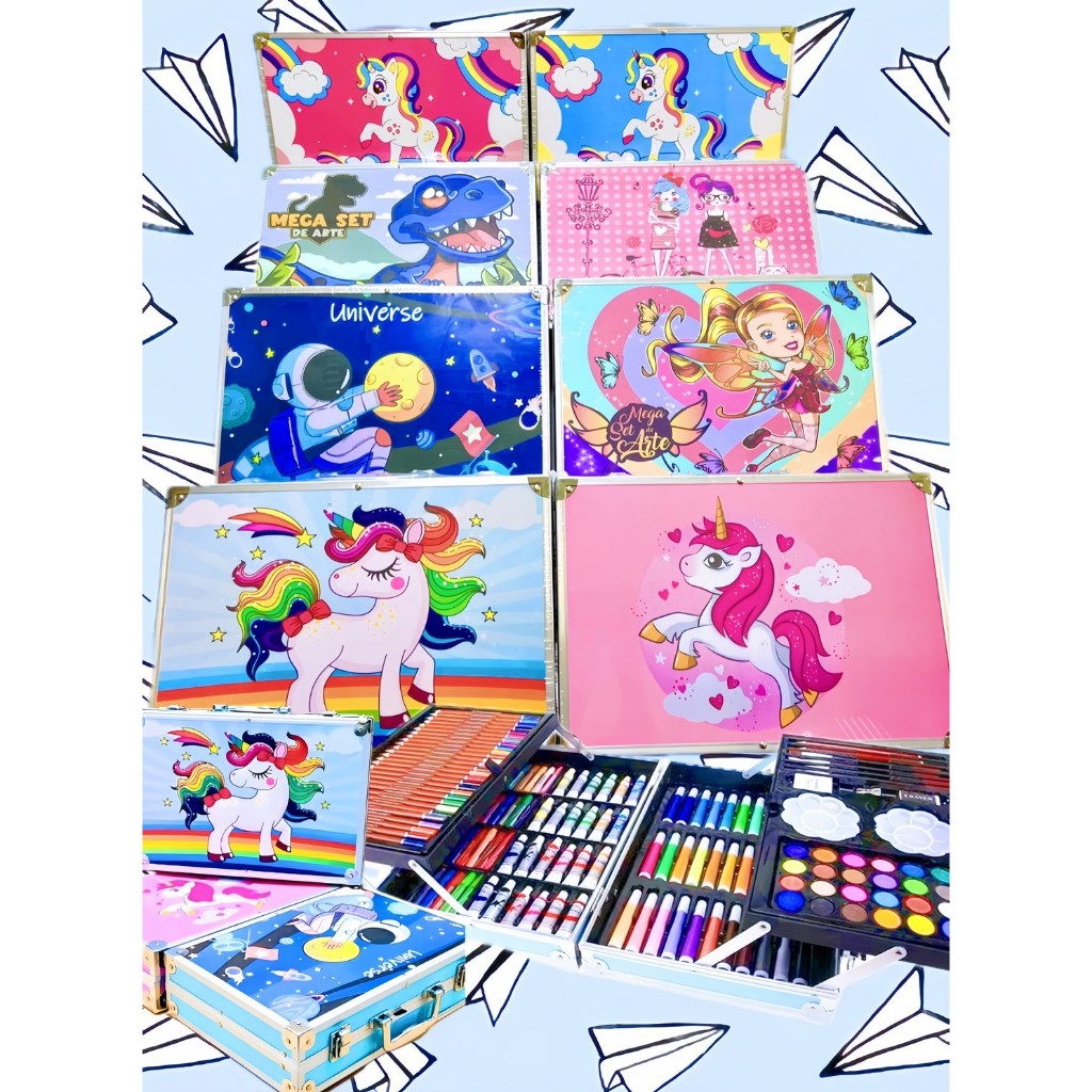 ชุดกล่องสี สีน้ำเด็กปากกาสีดินสอสี ชุดระบายสี 2 ชั้น 145 ชิ้น กล่องสีพาเลท ศิลปะสำหรับเด็ก พร้อมส่งทั่วไทย