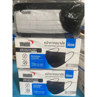 YAMADA 3030 Super Black หน้ากากอนามัยป้องกันฝุ่นสีดำ 50ชิ้น 4 ชั้น