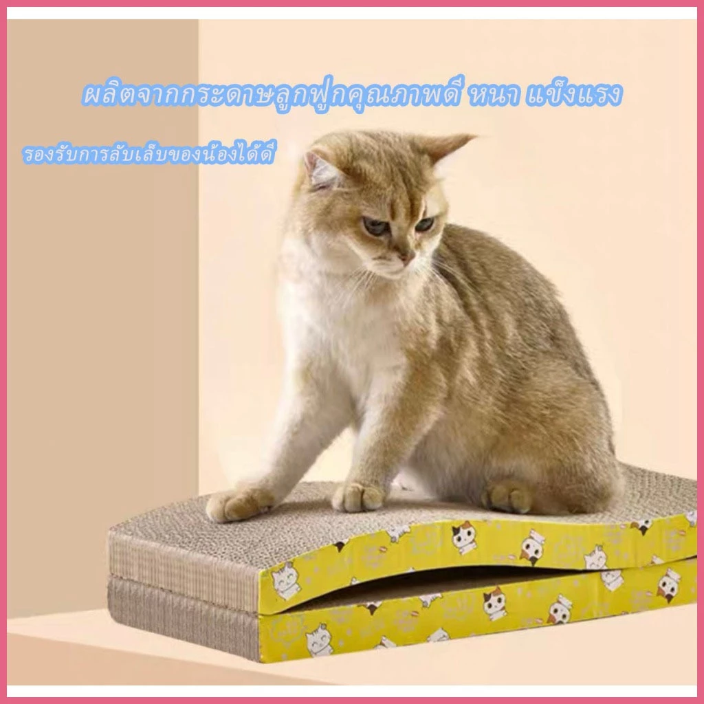 🐱ราคาถูก ที่ลับเล็บ แมว โซฟาที่ลับเล็บ กระดาษลูกฟูก แบบ 2 ด้าน แถมฟรีกัญชาแมว