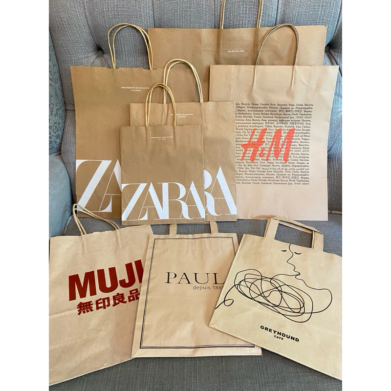 ถุงกระดาษ ถุงของขวัญ Zara, H&M, Uniqlo, Popmart, TWG, Muji, Amazon และอื่นๆ (มีพร้อมส่ง)