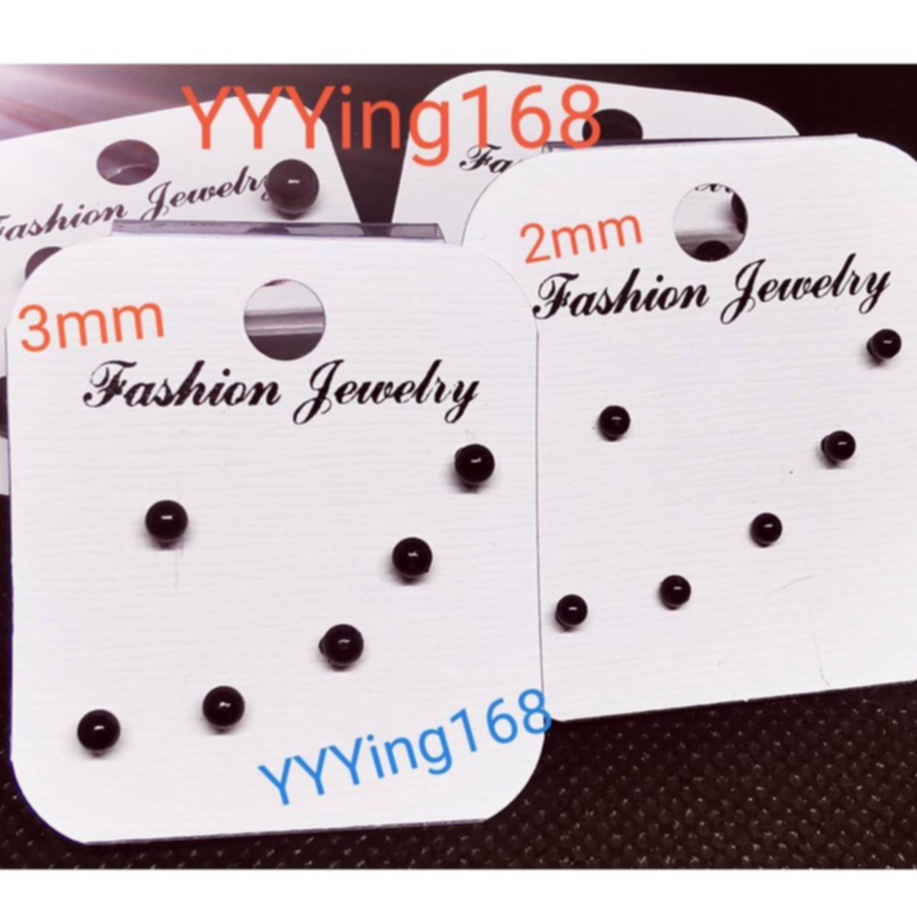 WFH stud earrings ต่างหูสแตนเลส 1 set 3 คู่  ดำ มี YY