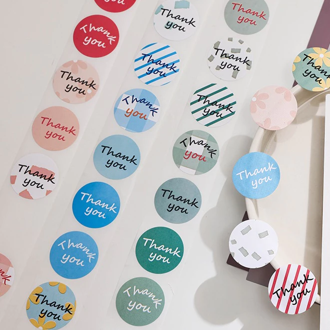( LY ) สติกเกอร์ THANK YOU โทนสีหวาน มี 2 ขนาด