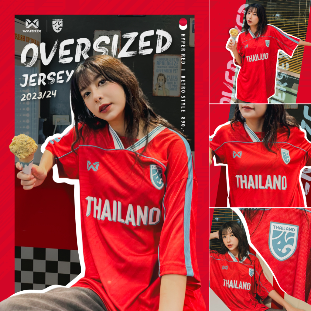 WARRIX เสื้อคอวี Football Life Style Oversize (WA-233FBATH10)