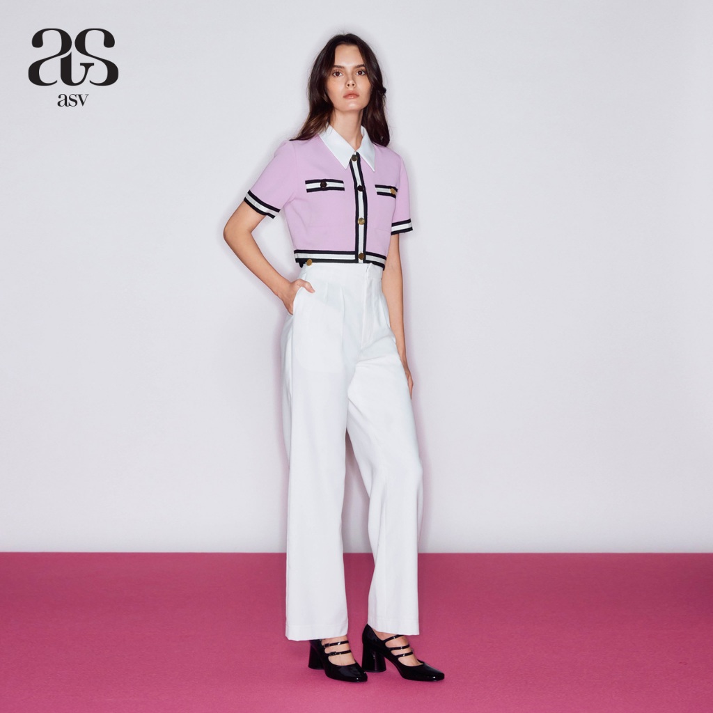 [asv rs24] Bena Straight Pants กางเกงผู้หญิง ขายาว ทรงตรง แต่งกระดุมทอง ผ้าโพลีเอสเตอร์