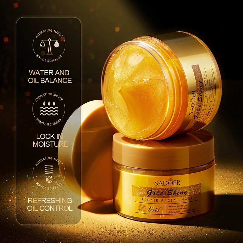 ( มีส่งด่วน ) มาส์กทองคำบียอน มาส์ก ไม่ต้องล้างออก SADOER GOLD MASK 120g. ( กล่องสีทอง )