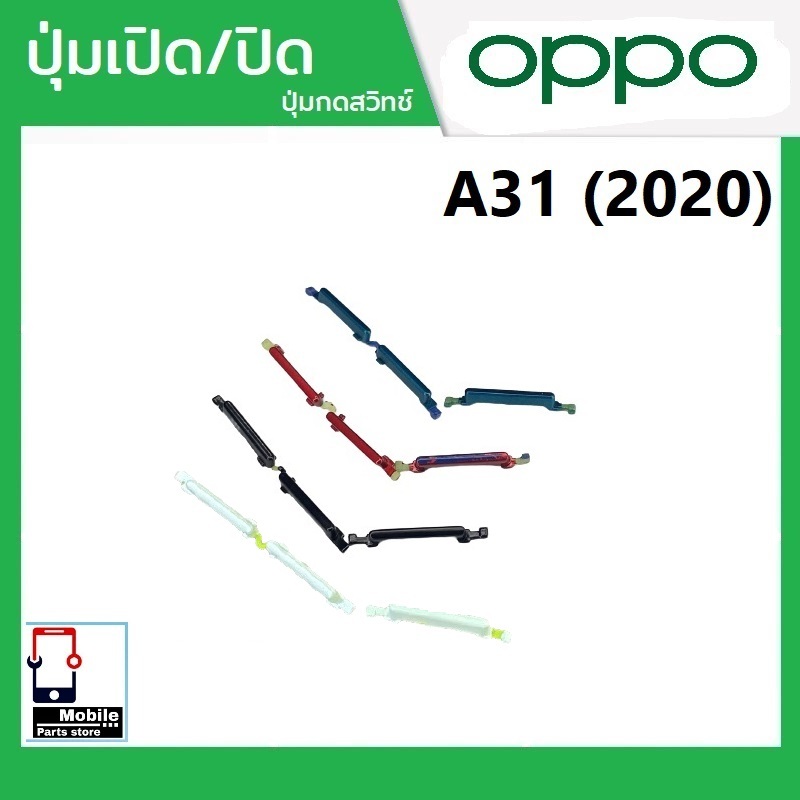 ปุ่มกดสวิทช์ด้านนอก OPPO A31(2020) ปุ่มเปิด/ปิด ปรับระดับเสียงขึ้นลง ปุ่มเพิ่มเสียง ปุ่มลดเสียง