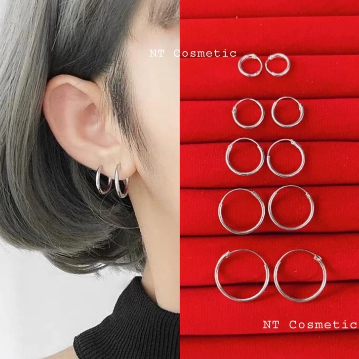 🇹🇭ร้านไทย🇹🇭 ( SV02 ) ต่างหูห่วง (Silver925) เงินแท้ 925 ไม่แพ้ วัดวงใน หนา 1.2 mm (ราคาต่อ1คู่)