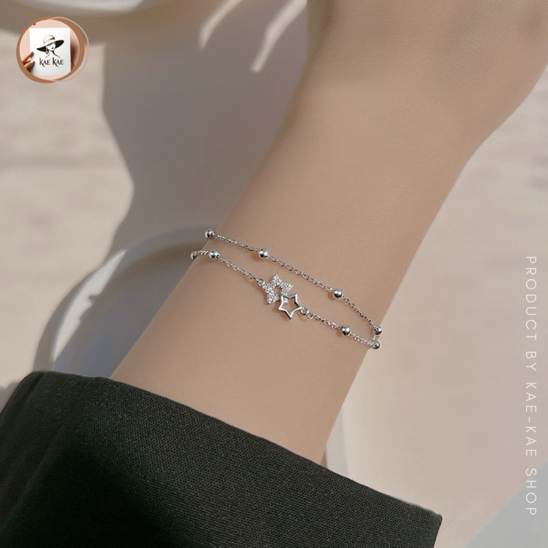 พร้อมส่ง สร้อยข้อมือจี้รูปดาว เงินแท้ สวยงาม หรูหรา