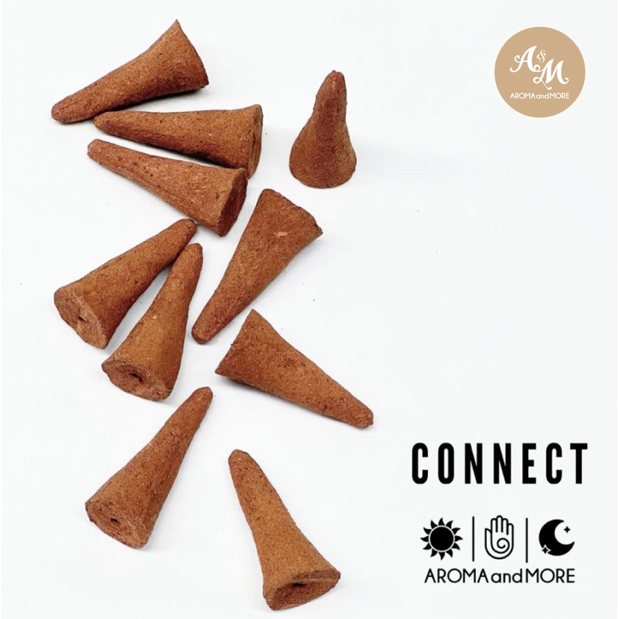 Aroma&More Incense Cones - Connect กำยาน กลิ่นหอมดอกไม้+ไม้จันทร์และสมุนไพร หอมอบอุ่น นุ่มนวลปนมินต์ 10/20 ชิ้น
