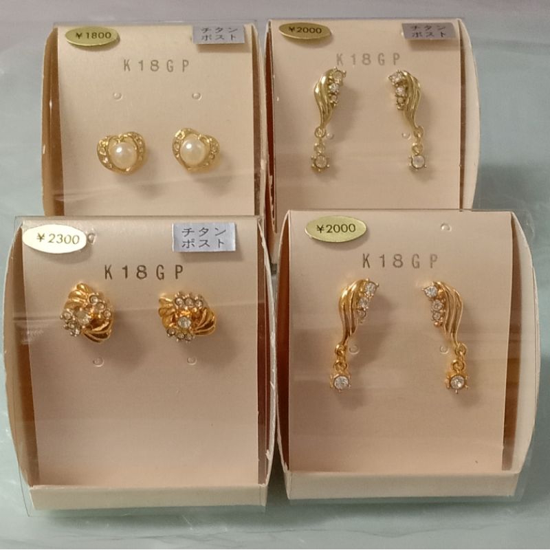 New japan ต่างหูเจาะก้านไทเทเนียม ชุบ 18k หนา0.3ไมครอน czวิ้ง สวยมาก+พร้อมกล่อง