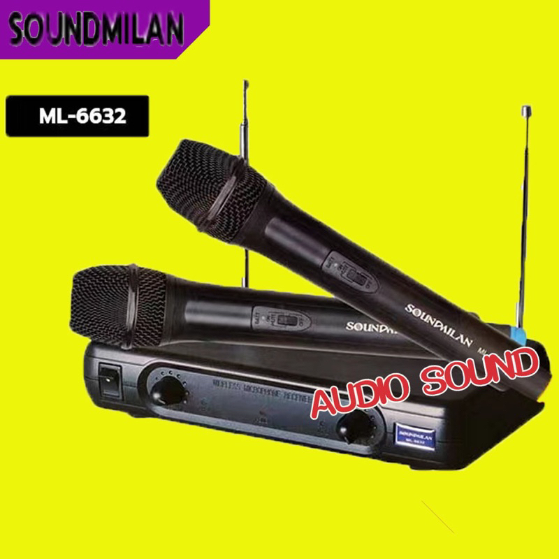 SOUNDMILAN ML-6632 ไมค์โครโฟน ไมค์ไร้สาย ไมค์ลอย ไมค์ลอยคู่ ความถี่ microphone wireless