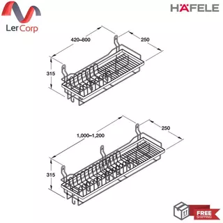(Hafele) ตะแกรงคว่ำจานแบบยึดผนัง มี 5 ขนาด