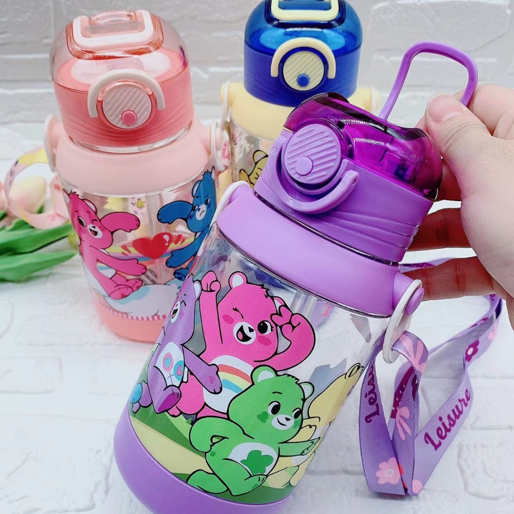 Lovely Baby กระติกน้ำเด็ก กระบอกน้ำ 600ml ขวดน้ำพลาสติกลายน่ารัก ขวดน้ํา ลาย care Bears