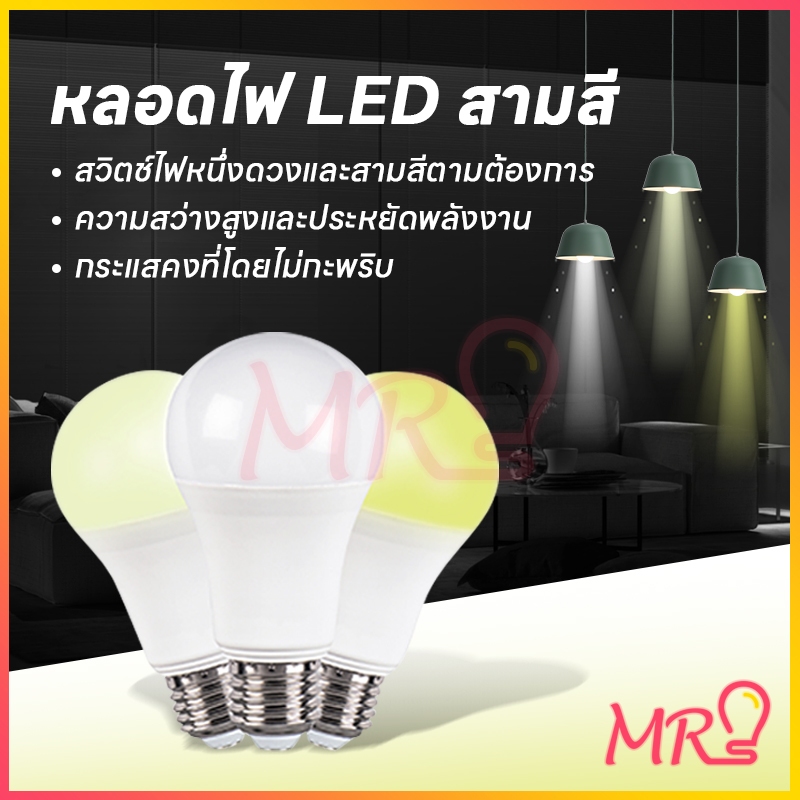 หลอดไฟ LED หลอดไฟประหยัดพลังงาน แสงไฟสีขาว ทรงกลม ขั้ว E27 กำลังไฟ 9W/12W/18W/24W 3สี จัดส่งจากประเทศไทย