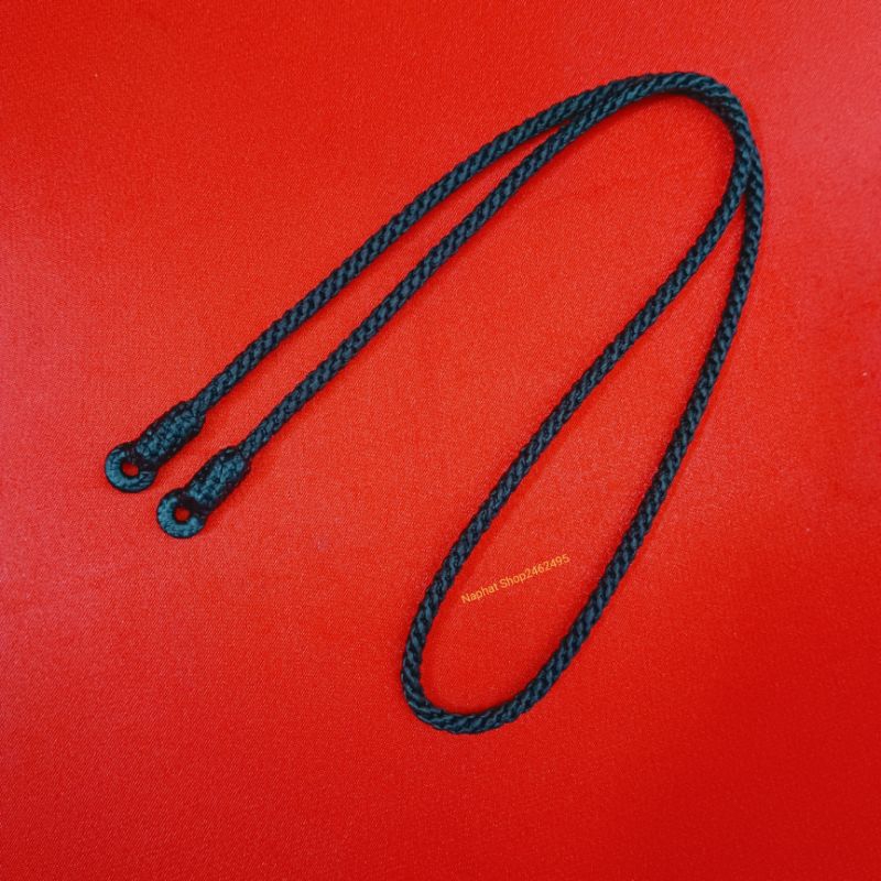 สร้อยคอเชือกเทียน(สีดำ)(เส้นขนาด 3มิล)ไว้สำหรับห้อยตะกรุด  งานแฮนเมดปราณีต