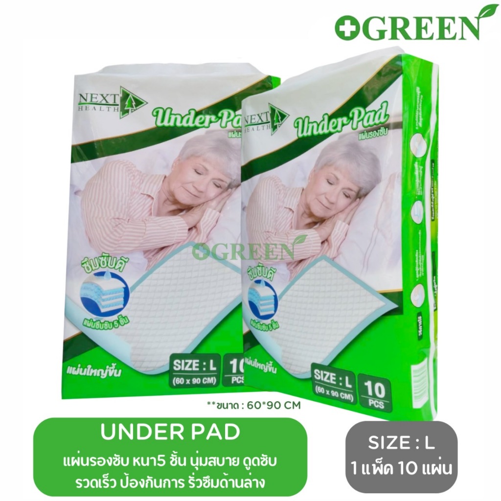 Next Health Under Padแผ่นรองซับ(1แพ็ค10แผ่น) รองรับน้ำได้500ml