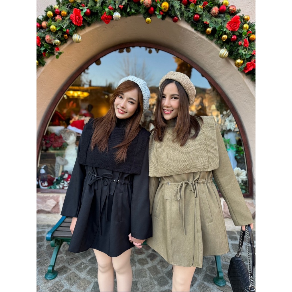 Autumn Knitting Dress Coat เดรสโค้ทผ้าวูลผสม
