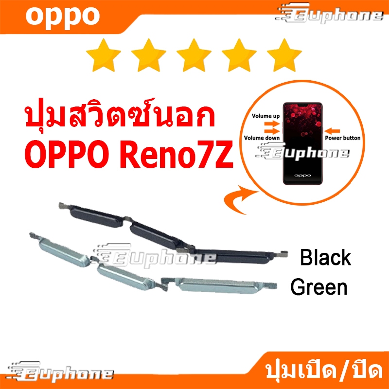 ปุ่มกดสวิทช์ด้านนอก OPPO Reno7Z ปุ่มเปิดปิด ปรับระดับเสียงขึ้นลง ปุ่มลดเสียง ปุ่มเพิ่มเสียง ON OFF+VOLUME BUTTON