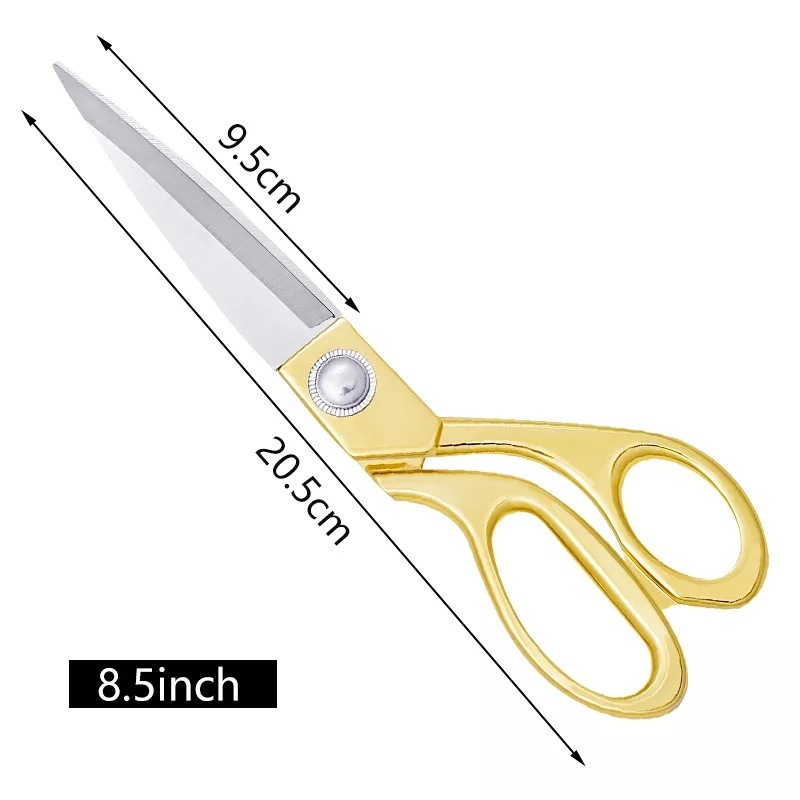 กรรไกรตัดผ้าสเตนเลสสีทอง ขนาด 8.5 นิ้ว ปลายตรง กรรไกรตัดกระดาษ Tailor Scissors