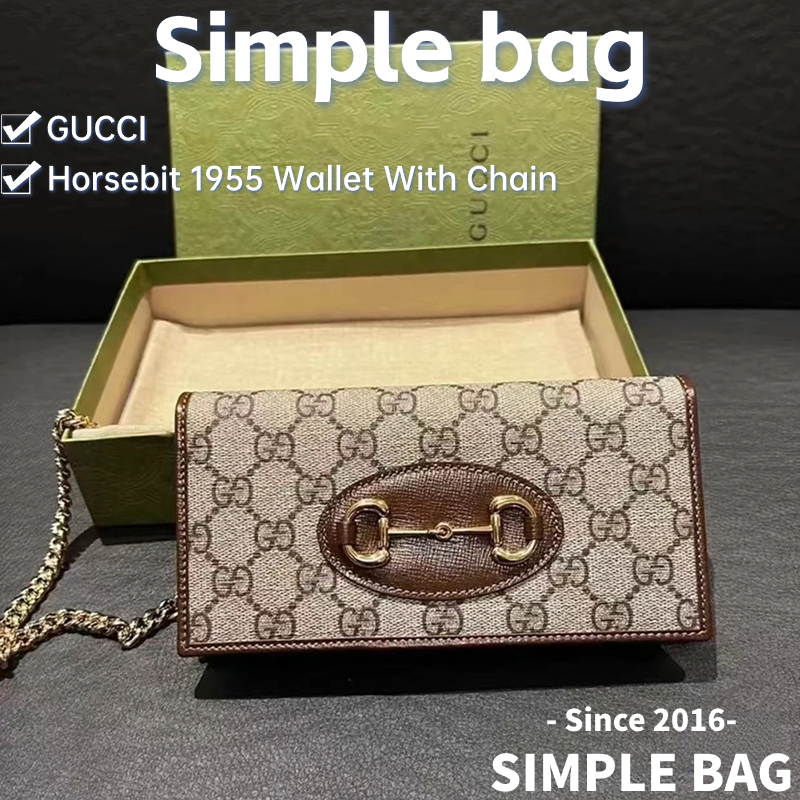 กุชชี่💥GUCCI Horsebit 1955 Woc Wallet Chain Bag กระเป๋าสะพายเดี่ยว