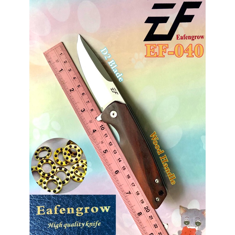 มีดพับด้ามจับไม้แดงEF-040 Eafengrow Flippedknife