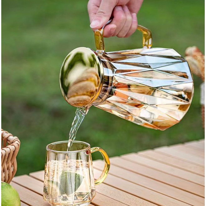 แก้วน้ำเย็น borosilicate สูงสำหรับบ้านกาน้ำชาความจุสูง