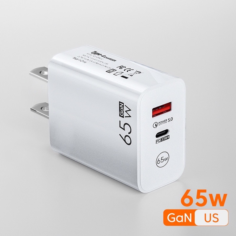 ￼หัวชาร์จอุปกรณ์ชาร์จเร็ว 65W GAN 4.0 3.0 PD Type C USB-C