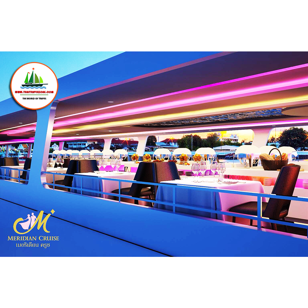 ( ท่าเรือไอคอนสยาม ) บัตรล่องเรือดินเนอร์ + บุฟเฟ่ต์นานาชาติ + กุ้งแม่น้ำเผา + แซลมอน เรือ MERIDIAN ลำที่ 1
