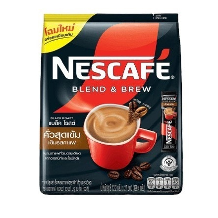 เนสกาแฟ เบลนด์ แอนด์ บรู กาแฟปรุงสำเร็จ แบล็ค โรสต์ 27 ซอง