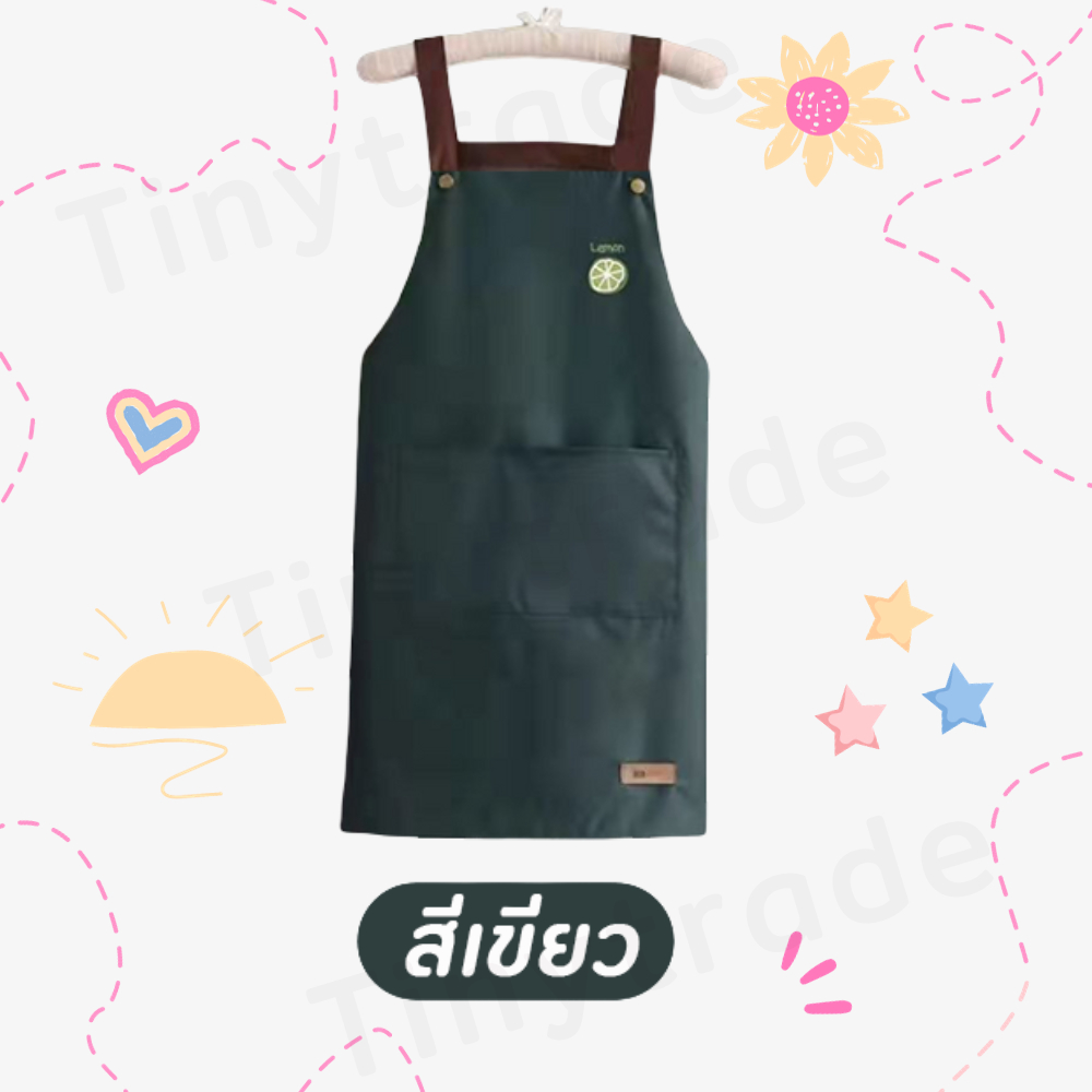 ผ้ากันเปื้อนทำอาหาร กันเปื้อนกันน้ำ  Apron  ผ้าระบายได้ดีสวมสบายไม่ร้อน ร้านกาแฟ พร้อมส่ง - รูปที่ 7