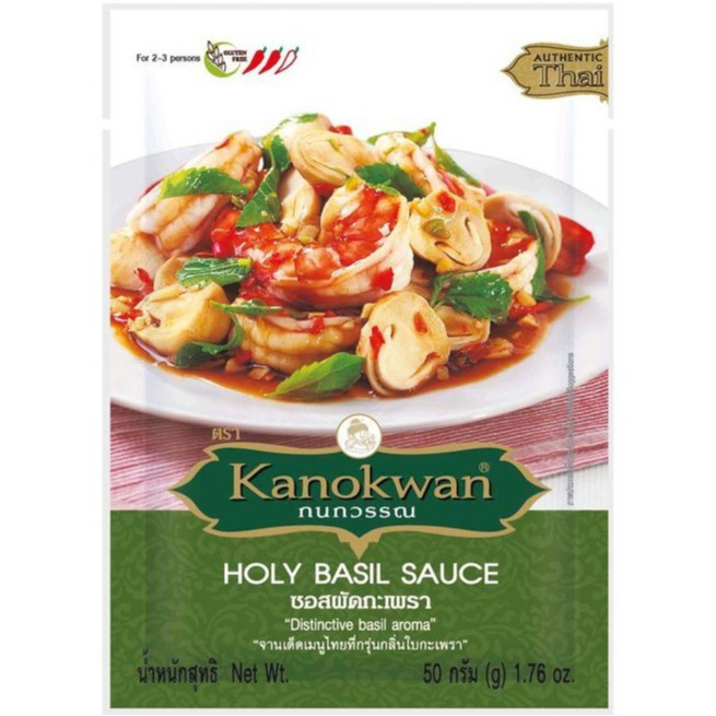 ซอสผัดกระเพรา กนกวรรณ 50 กรัม แบบซอง Holy basil sauce 50 g
