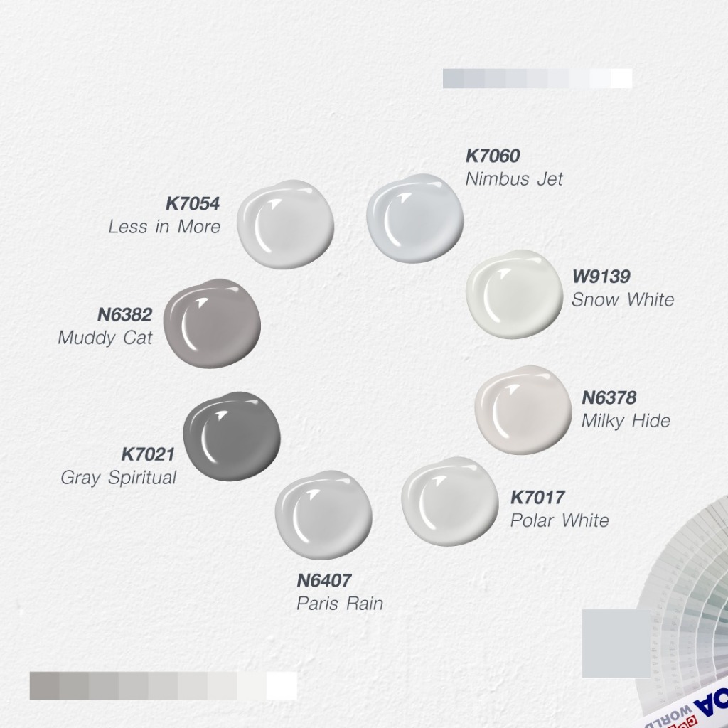 TOA 4SEASONS ขนาด 9 ลิตร กึ่งเงา ทีโอเอ สี สีน้ำ สีทาบ้าน สีน้ำอะคริลิกแท้ 100% โทนสีเทาควันบุหรี่