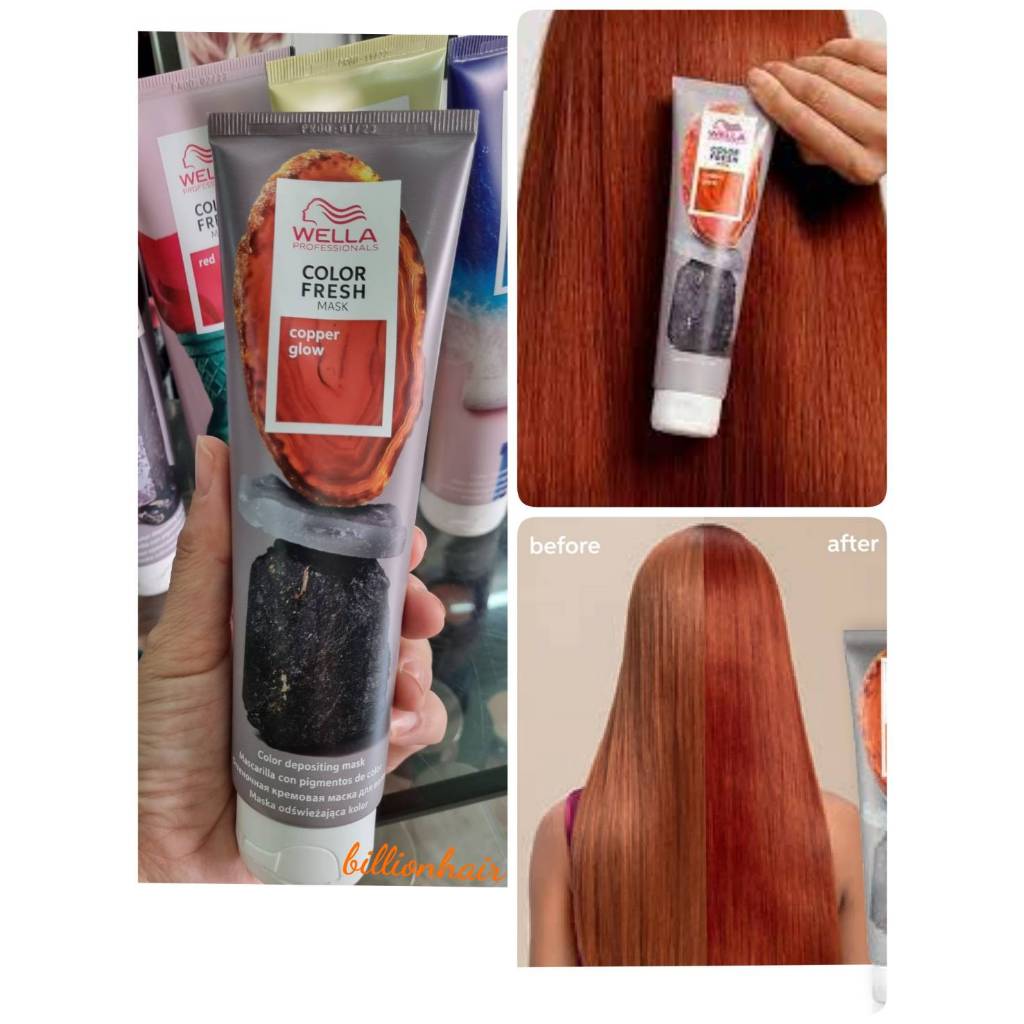 Wella Color Fresh Mask 150ml - Color Deposit Mask - COPPER ผลิตภัณฑ์ย้อมสีผมชั่วคราวหรือเติมสีให้สดใ