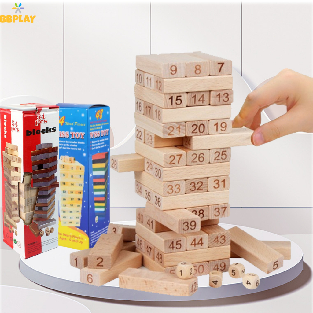 เกมตึกถล่ม บล็อก 54 ชิ้น พร้อมลูกเต๋า wood Intelligence Digital
