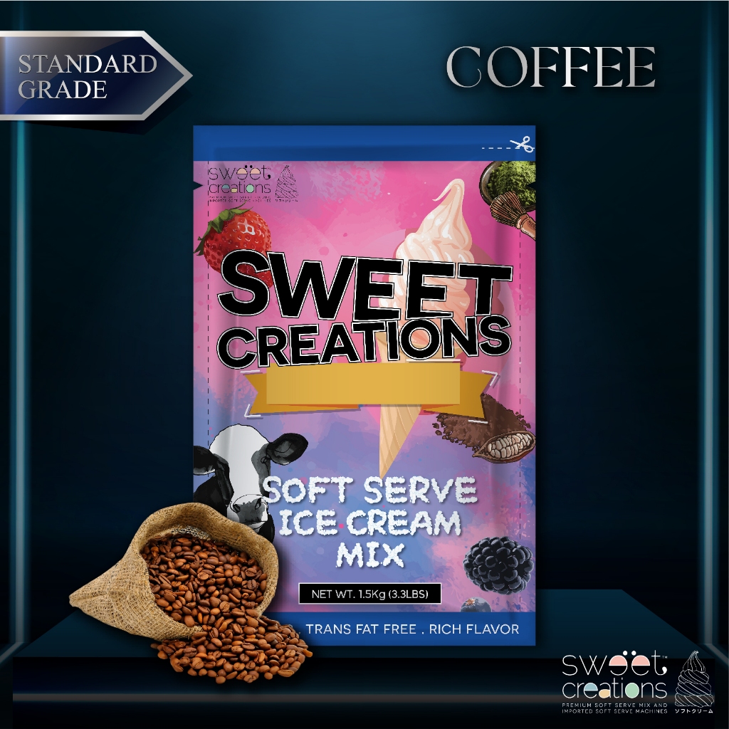 ผงทำไอศครีมซอฟท์เสิร์ฟ ผงไอติม ผงไอติมผัด Sweet Creations (Standard) รสกาแฟ
