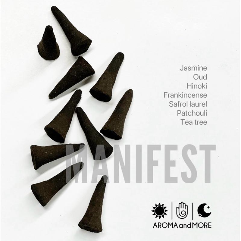 Aroma&more Incense Cones-Manifest กำยาน ธูปหอมจากธรรมชาติ เสริมพลังแรงบันดาลใจ สงบผ่อนคลาย hand rolled 10/20 Pcs